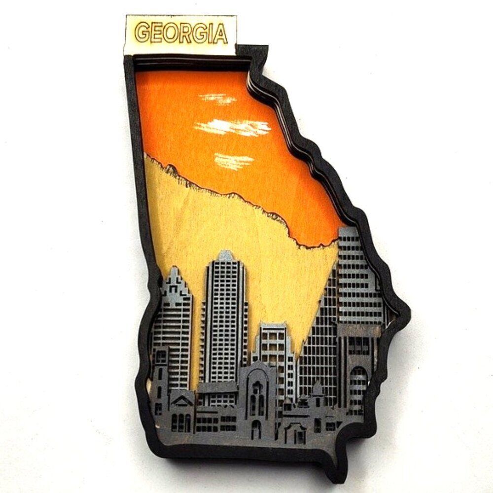 3D Laser cut multi-layered Georgia state magnet